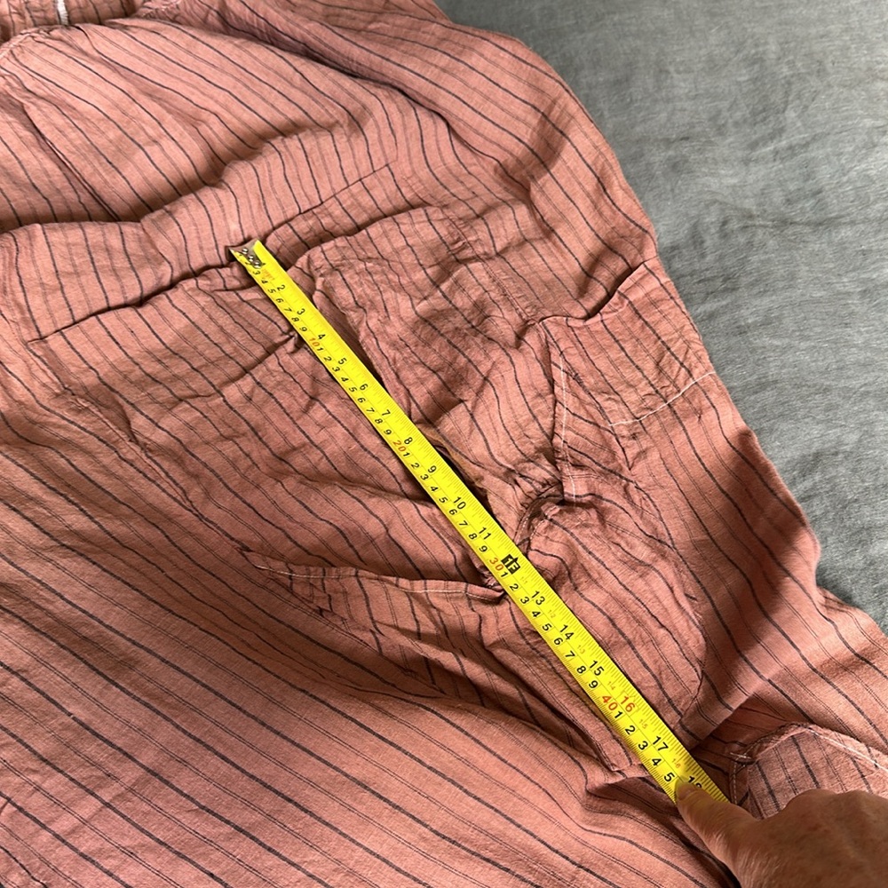 XL Lagenlook dress from a boutique in Seoul Korea. Dusty pink/tan w pinstripes - Picture 14 of 16